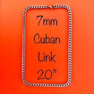 Men’s Necklace Cuban Link 7 mm X 20” Long